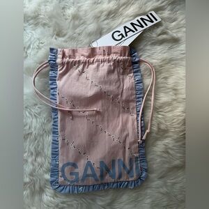 New! GANNI Pink and Blue Drawstring Bag